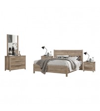 Cielo Natural Wood Like MDF Bedroom Suite 4 Pcs In Oak Colour with Dresser